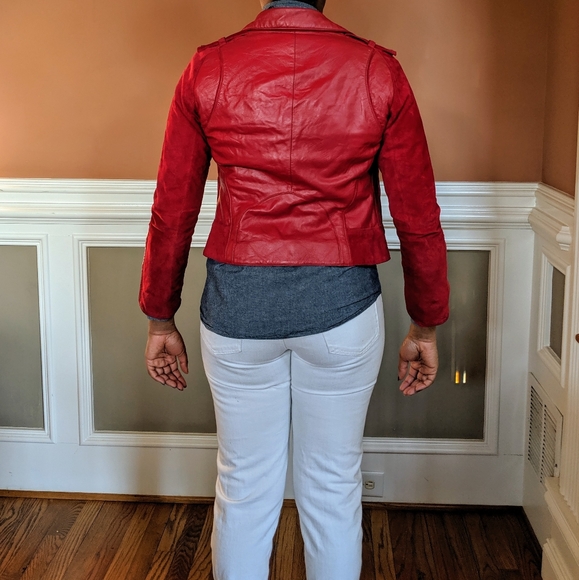 ZAC POSEN x Target Red Leather & Suede Jacket - Picture 2 of 7